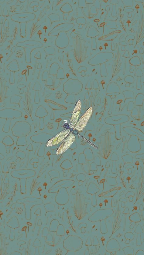 Mushrooms Outline, Greenish Blue Wallpaper, Dragonflies Wallpaper, Green Wallpaper Phone, Dragonfly Wallpaper, Wallpaper Homescreen, Phone Lock, Phone Lockscreen, Lockscreen Wallpaper