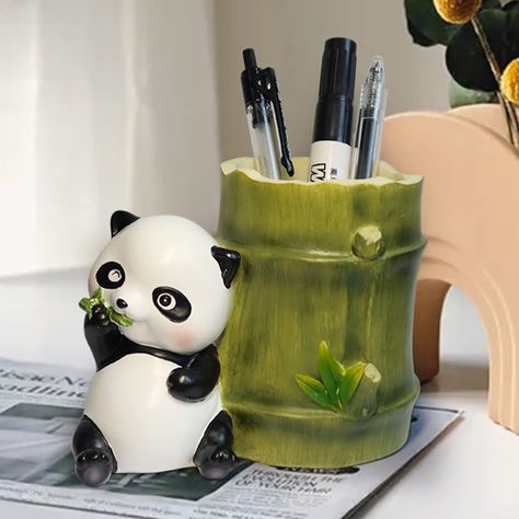 Pen And Pencil Holder Ideas, Rabbit Pen, Stationery Haul, Office Dog, Animal Pen, Crafts Room, Cartoon Panda, Diy Crafts Room Decor, Writing Tools