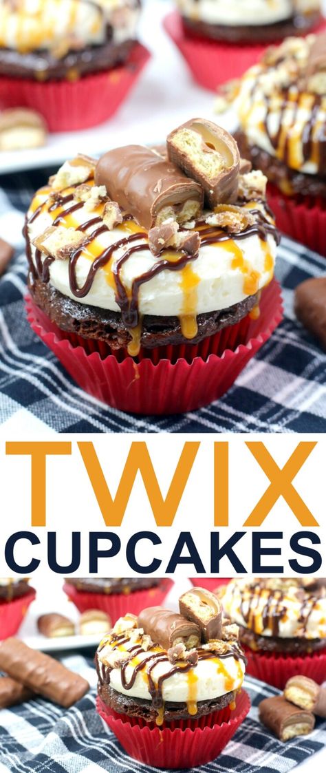 Twix Cupcakes, Gourmet Cupcake Recipes, Homemade Cupcake Recipes, Breads Recipes, Chocolate Cupcake Recipe, David Wallace, Fun Cupcake Recipes, Cupcakes Recipes, Twix Cookies