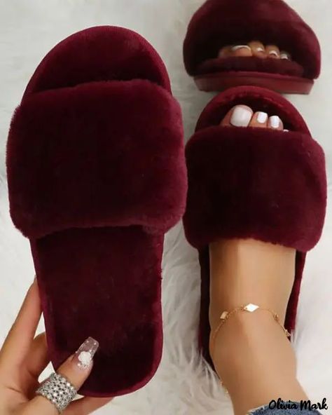 Winter Flats, Bedroom Slippers, Sheepskin Slippers, Faux Fur Slippers, Fuzzy Slippers, Warm Slippers, Fur Slippers, Casual Slippers, House Slippers