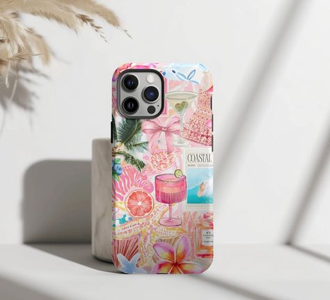 Trendy Phone Cases, Pretty Iphone Cases, Collage Phone Case, Pink Turquoise, Cute Phone Cases, Collage, Iphone Cases, Art Design, Phone Cases