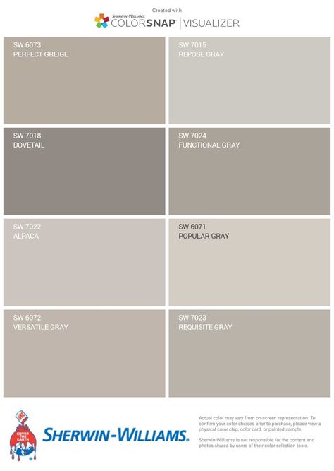 Repose Gray And Dovetail, Nude Kitchen Cabinets, Whole House Colors, Repose Gray Kitchen Cabinets, Dovetail Cabinets, Grey Wall Color, Interior Paint Colors Schemes, Color Palette Living Room, Room Wall Colors