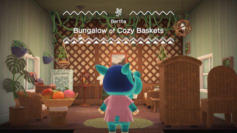 Bungalow Of Cozy Baskets Acnh, Cozy Baskets, Happy Home Paradise, Animal Guides, Island Ideas, Happy Home, Animal Crossing, Bungalow, Room Ideas