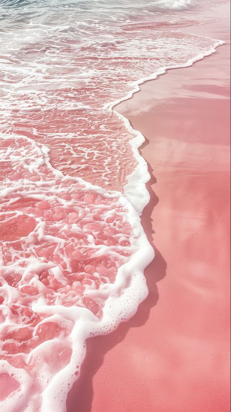 Wave on seaside, beautiful beach Pink Sand Wallpaper Iphone, Pink Sand Beach Aesthetic, Pink Sand Beach Bahamas, Pink Beaches, 2017 Aesthetic, Yankee Candle Pink Sands, Dorm Prints, Jesus Love Images, Pink Seashell