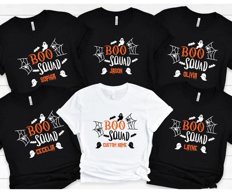 "NOTE: The shirts must be added to cart separately and check out together. Thank you Custom Boo Squad Shirts fits like a well-loved favorite. Super soft cotton and excellent quality print make one to fall in love with it over and over again. Custom Boo Squad Shirts, Boo Crew Shirts, Halloween Group Shirts, Funny Halloween shirts, Halloween Party Shirts, Custom Halloween T-Shirts Kids will love this custom youth short sleeve tee. This lightweight (4.0 oz) side-seamed shirt maximizes comfort all d Halloween Squad Shirts, Halloween Softball Shirts, Halloween Shirts For Women Group, Halloween Funny Shirts, Halloween Cheer Shirts, Halloween Group Shirt Ideas, Boo Crew Shirts, Group Halloween Shirts, Halloween Family Shirts