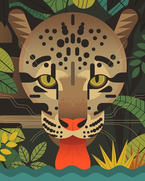 It’s International Cat Day y’all! Here’s an Indochinese Clouded Leopard from my book Crazy About Cats #cats #cat #internationalcatday #book… Owen Davey, Modern Art Canvas Painting, Clouded Leopard, International Cat Day, 4th Grade Art, Digital Painting Techniques, Animal Art Prints, Geometric Animals, Animal Posters