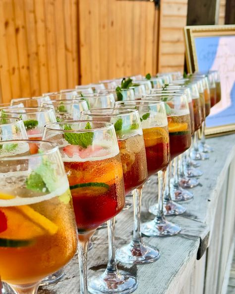 A sea of Pimms 🍓🍊🍋🍋‍🟩🥒 #summer #cocktails #events #weddings #mobilebar #pimms Pimms Wedding, Wedding Colours, English Wedding, Table Wedding, Mobile Bar, London Wedding, Summer Cocktails, A Sea, Wedding Inspo