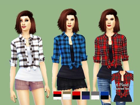 I wanted some plaid and this is what came about!  Found in TSR Category 'Sims 4 Female Everyday' Sims 4 Clothing Sets, Hot Crop Tops, Sims 4 Stories, Alpha Cc, Sims 4 Cc Skin, Tartan Shirt, Clothing Female, Sims 4 Update, Plaid Shirts