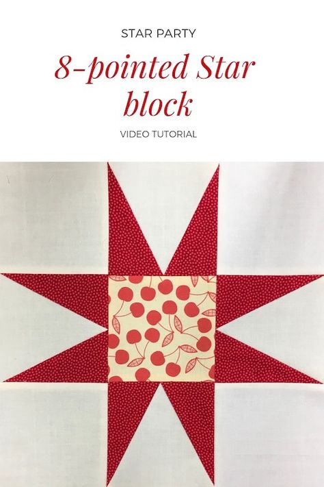 8-pointed star quilt block - Video tutorial 8 Pointed Star, Nautical Quilt, Star Quilt Pattern, Plus Quilt, Hanging Quilts, Quilt Care, Star Quilt Blocks, Freezer Paper, Quilt Binding