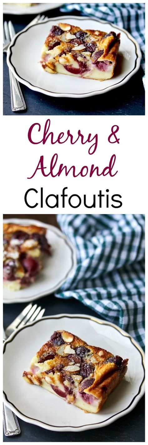 Fresh Cherry custard dessert with almonds #clafoutis #cherries #almonds Cherry Clafoutis Recipe, Clafoutis Recipes, Cherry Clafoutis, Fresh Cherry, Custard Desserts, Sweet Bites, Impressive Desserts, Summer Cherries, French Recipes