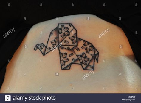 Origami Elephant Tattoo, British Tattoo, Origami Elephant, Alexandra Palace, Palace London, Origami Butterfly, Tattoo Shows, Elephant Tattoo, Elephant Tattoos