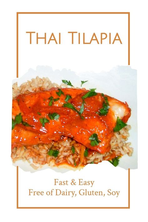 Thai Tilapia Recipe made Fast & Easy with a Rich Red Curry - homemade, naturally dairy-free, gluten-free, nut-free, and soy-free! Peanut Free Desserts, Go Dairy Free, Red Curry Sauce, Tilapia Recipe, Nut Free Recipes, Tilapia Recipes, Food Contest, Fish Dinner, Allergy Free Recipes