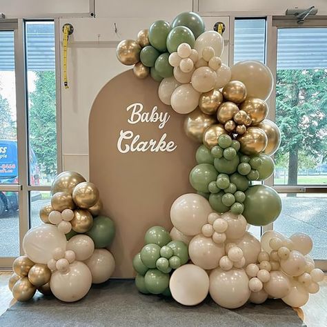 White Sand Balloons Garland Sage Green Gold Balloon Arch Kit Birthday Party Baby Shower Bride Shower Gold Balloon Arch, Balloon Arch Kit, Bride Shower, Arch Kit, Gold Balloons, Balloon Arch, White Sand, Balloon Garland, Green Gold