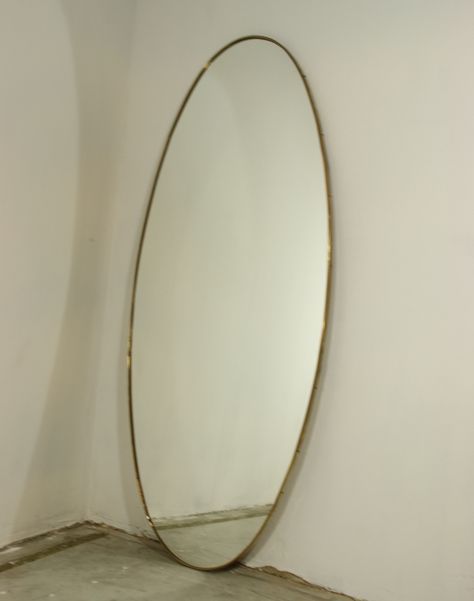 For sale: Oval Mirror, Italy 1950s | #vntg #vintage Long Oval Mirror, Tlou Art, Mirror Aesthetic, Grass Background, Body Mirror, Oval Mirror, Art Project, Mirror Table, Vintage Design