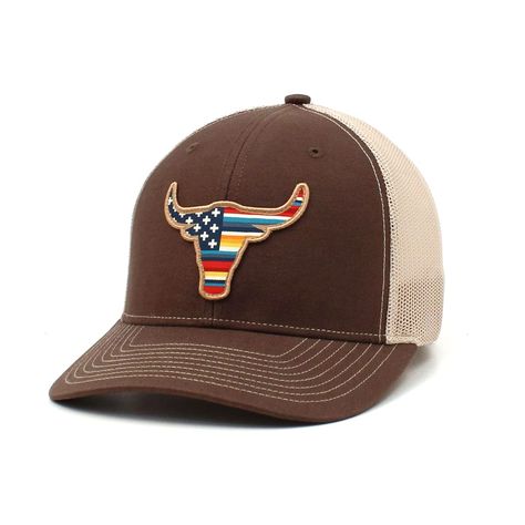 PRICES MAY VARY. 100% Polyester Imported Snap closure Easy to wear Ariat mens R112 cap by M&F Western Products. Brown front panels and bill. Embroidered patch on front in the shape of a bull skull with USA flag. Ariat shield embroidered on the right side. Tan mesh back with snap back closure. Ariat Hats, Cap Man, Botas Western, Country Hats, Mens Trucker Hat, Wallpaper Earth, Bull Skull, Flag Patches, Bull Skulls