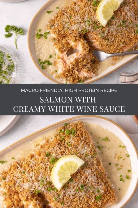 Salmon with Creamy White Wine Sauce White Wine Salmon Recipes, White Wine Salmon, Salmon Dijon, White Wine Sauce Recipes, Creamy White Wine Sauce, White Wine Sauce, Everyday Dishes, Pan Meals, Supper Recipes