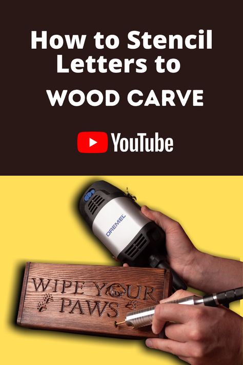 Learn how to wood carve with this dremel wood carving tutorial from Cornelius Creations. #woodcarving #woodcarvers #woodprojects #dremelprojects Carving Quotes, Carving Letters In Wood, Wood Carving Tutorial, Dremel Engraving, Carving Tutorial, Dremel Tool Projects, Wipe Your Paws, Stencil Letters, Wood Carving Art Sculpture