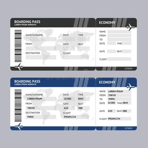 Airplane Background, Ticket Template Printable, Ticket Template Free, Surprise Vacation, Boarding Pass Template, Printable Tickets, Airline Ticket, Ticket Design, Seni Dan Kraf