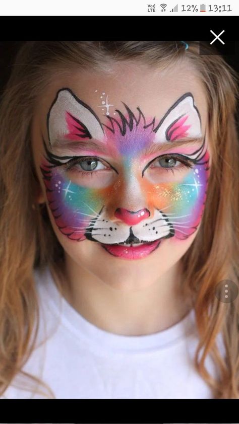 Cheetah Face Paint, Puppy Face Paint, Acrylic Face Painting, Frozen Face Paint, Cat Face Paint, Halloween Makeup For Kids, Obličejové Masky, Kitty Face Paint, Skull Face Paint