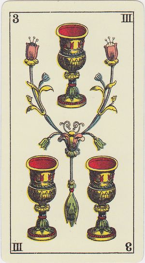 Tarot Genoves Tarot Deck: Queen of Tarot Queen Of Cups Tattoo, Three Of Cups Tarot Card, Three Of Cups Tarot, 3 Of Cups, Three Of Cups, Queen Of Cups, Cups Tarot, Cup Art, Tarot Card Meanings