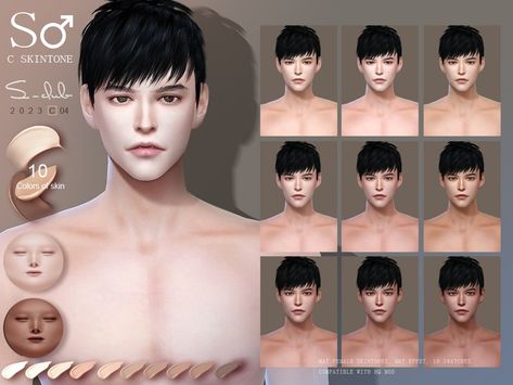 The Sims Resource - (Male) Asian skintone (C0423) Asian Eyebrows, Sims 4 Wedding Dress, Sims 4 Male, Male Muscle, Male Chest, The Sims 4 Skin, Sims 4 Body Mods, Sims 4 Cc Skin, Male Eyes