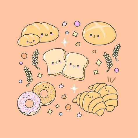 Vector bakery bread croissant doughnut w... | Premium Vector #Freepik #vector #slice #grain #illustration #vector