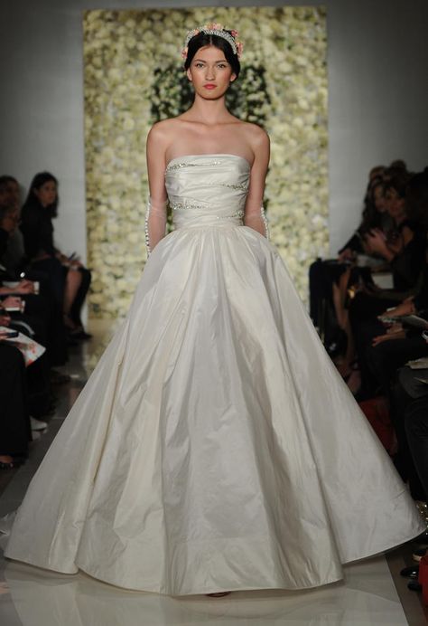 Reem Acra Wedding Dress, Reem Acra Bridal, Wedding Dresses Fall, Crop Top Wedding Dress, Taffeta Wedding Dress, Wedding Dresses Taffeta, Dresses Fall, Reem Acra, 2015 Wedding Dresses