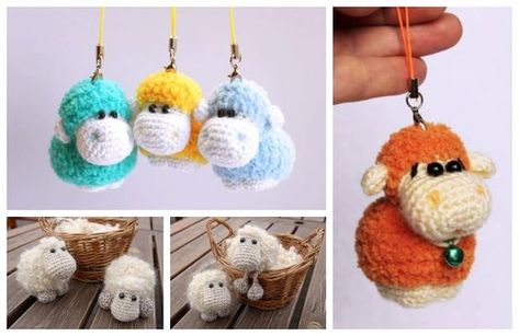 Crochet Sheep Keychain Anigurumi Free Patterns CrochetProjects, DIYCrochet, CrochetPatterns Crochet Sheep, Crochet Fish, Crochet Mushroom, Crochet Dolls Free Patterns, Crochet Baby Toys, Diy Magazine, Crochet Teddy, Bobble Stitch, Diy Tutorials