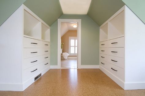 1890s Victorian Home Renovation, Winchester, Massachusetts Sloped Ceiling Closet, Slanted Walls, Victorian Renovation, Attic Closet, Attic Bathroom, Attic Design, Attic Bedrooms, Attic Storage, Attic Renovation