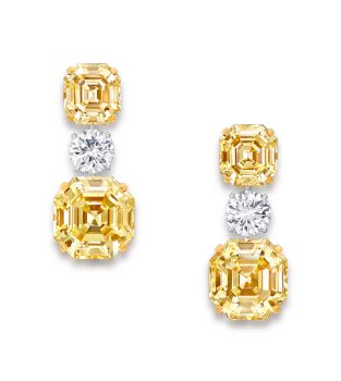 GRAFF Yellow Diamond & Diamond Earrings Yellow Sapphire Earrings, Yellow Diamond Earrings, Yellow Diamond Earring, Graff Diamonds, Yellow Jewelry, Yellow Diamonds, High Jewellery, Diamond Earring, Sapphire Earrings