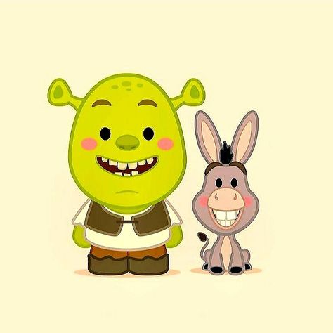 Shrek Aesthetic Drawing, Shrek Baby, Cute Shrek Wallpaper, Kawaii Shrek, Shrek Illustration, Shrek Drawing Funny, Shrek Clipart, Shrek Drawing, Shrek Donkey