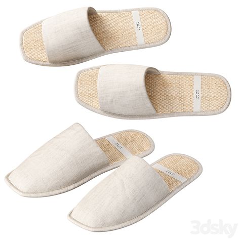 Linen slippers Zara Home - Footwear - 3D model Zara Home Slippers, Linen Slippers, Home Slippers, Model Furniture, Furniture Bathroom, Slipper Shoes, Casual Clothes, Zara Home, In 3d