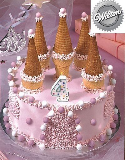 Cake With Ice Cream Cones, Cake With Ice Cream, Castle Birthday Cakes, Princess Castle Cake, Cake Kids, Princess Birthday Cake, Princess Tea Party, Castle Cake, Ice Cream Cones