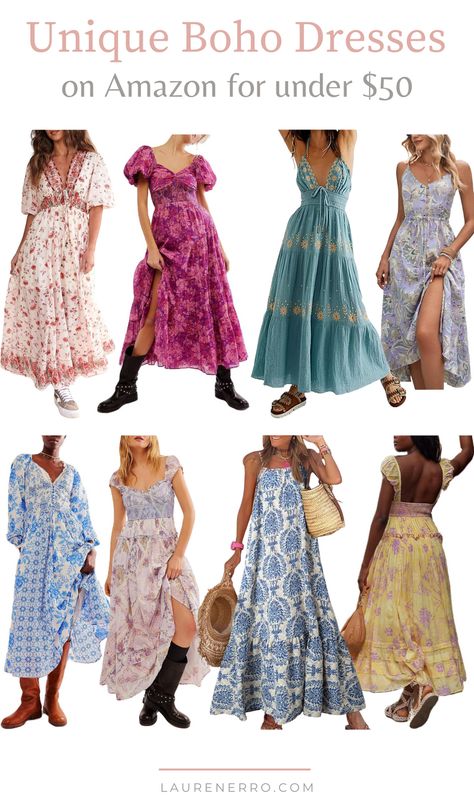 Unique Boho Dresses on Amazon for under $50! . . . Spring dresses, summer dresses, Easter dresses, Amazon style, floral print, feminine dresses, boho style Routine Work, Dresses On Amazon, Dresses Amazon, Feminine Dresses, Easter Dresses, Amazon Dresses, Dresses Boho, Country Women, Boho Dresses