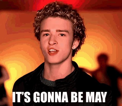 The “It’s Gonna Be May” Justin Timberlake GIF features a short video clip of the former NSYNC band member in a concert, singing the hit song “It’s Gonna Be Me.” In the GIF, he is seen with a mischievous smile and pointing his finger at the camera. The text “It’s Gonna Be May” appears at... The post Its Gonna Be May Justin Timberlake GIF appeared first on GIFCOP. Internet Jokes, Running Jokes, Post Its, Reality Tv Shows, Justin Timberlake, Saturday Night Live, Hit Songs, Dance Moves, Popular Culture