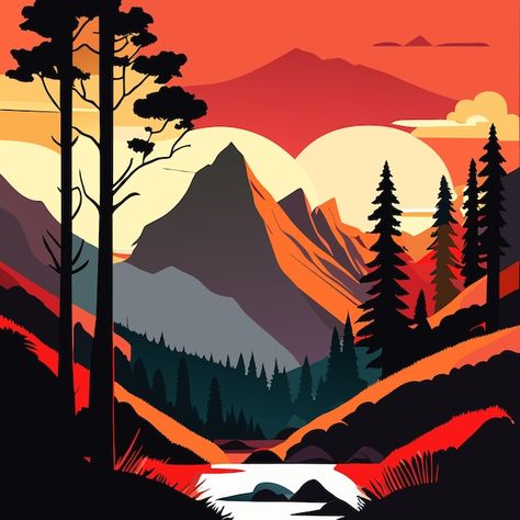 Mountains illustration | Premium Vector #Freepik #vector #rocky-mountains #yosemite #vector-illustration #landscape-vector Mountains Illustration, Nort Face, Landscape Vector, Illustration Landscape, Mountain Illustration, Colorful Mountains, Mountain Tshirt, Vector Drawing, Mountain Range