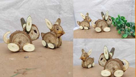 Wooden Easter Crafts, Wooden Rabbit, Wood Crafts Diy, Easter Rabbit, Wood Rounds, Wooden Art, Easter Crafts, Rabbits, Rats