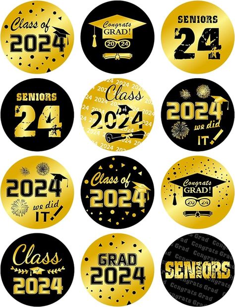 Grad Stickers, Black And Gold Graduation, Happy Birthday Clip Art, Black And Gold Theme, Photo Cake Topper, Graduation Cupcake Toppers, Graduation Stickers, Birthday Clips