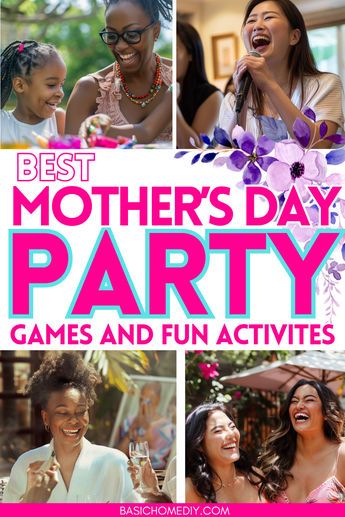 Best Mother’s Day party games and fun activities - including garden tea party games for hosting a party for the entire family. Get fun party game ideas and creative games to make your Mother's Day party a fun event. Celebrate Mother's Day party games and fun activities for adults, kids, and the whole family! From garden tea party games to Mother's Day scavenger hunts, karaoke, and craft party ideas, make this Mother's Day fun with printable party games, bingo, and a mother-daughter fashion show. Games For Mother’s Day Party, Mother’s Day Games With Kids, Mother’s Day School Event Ideas, Mothers Day Activity Ideas, Mother’s Day Party Activities, Fun Mother's Day Games, Mother’s Day Brunch Game Ideas, Mothers Day Event Ideas Activities, Funny Mother’s Day Games