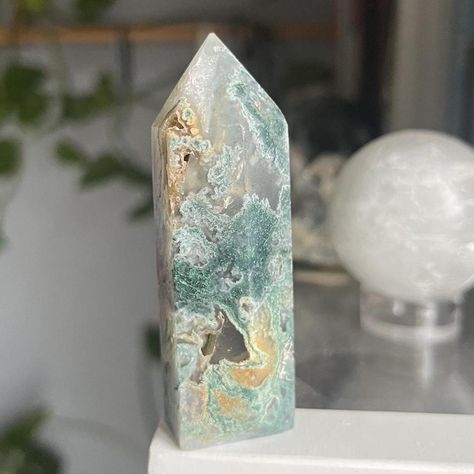 Moss agate tower 

Moss agate is said to refresh the... - Depop Moss Agate, True Beauty, The Soul, Agate, Tower, Crystals, Beauty