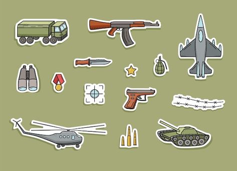 Stickers military doodle color icons vec... | Premium Vector #Freepik #vector #military-tank #military #tank #army-tank Tank Illustration Army, Army Illustration, Army Stickers, Vector Stickers, Military Stickers, Military Tank, Army Tank, Color Icons, Doodle Coloring