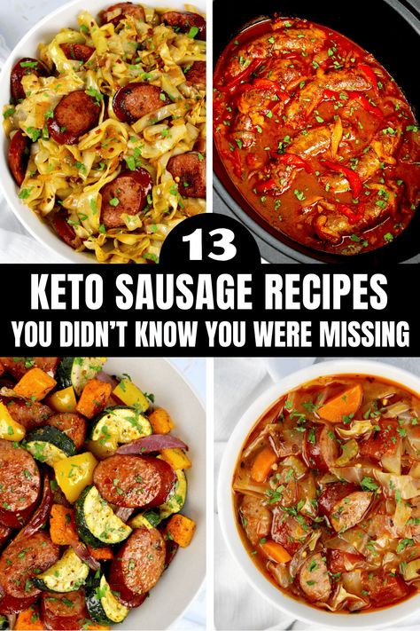 These sausage recipes have amazing flavor and are prepared in a variety of different ways.  And because they're all made using healthy low carb ingredients, these are recipes you can feel good about serving your family. Keto Sausage Recipes, Keto Sausage Recipe, Dinner Sausage, Keto Sausage, Easy Keto Dinner, Healthy Low Carb, Low Carb Meal Prep, Low Carb Casseroles, Sausage Soup