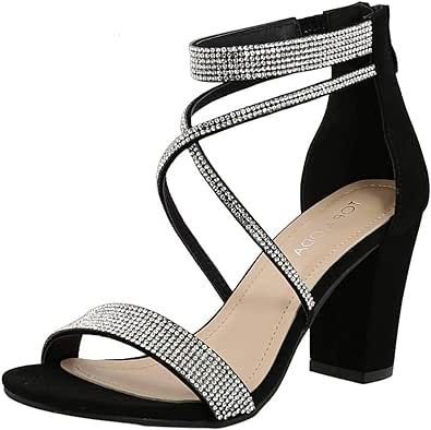 Rhinestone High Heels, Block Sandals, Top Moda, Low Heel Pumps, Rhinestone Sandals, Strappy Sandals Heels, Women Formals, Chunky Block Heels, Fashion Sandals