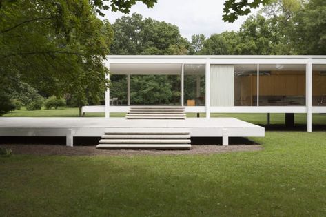 Ludwig Mies van der Rohe, Yorgos Efthymiadis · Farnsworth House Mies Van Der Rohe House, Mies Van Der Rohe Farnsworth House, Mies Van Der Rohe Architecture, Grace Farms, Modern Planters Outdoor, Falling Water House, Farnsworth House, Glass Pavilion, Ludwig Mies Van Der Rohe