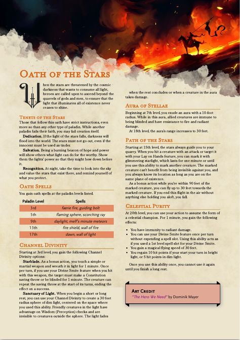 Fire Paladin Dnd, Paladin Homebrew, Dnd Subclasses, Homebrew Classes, Dnd Paladin, Dungeons And Dragons Races, Dnd Stats, I See Fire, Dnd Homebrew