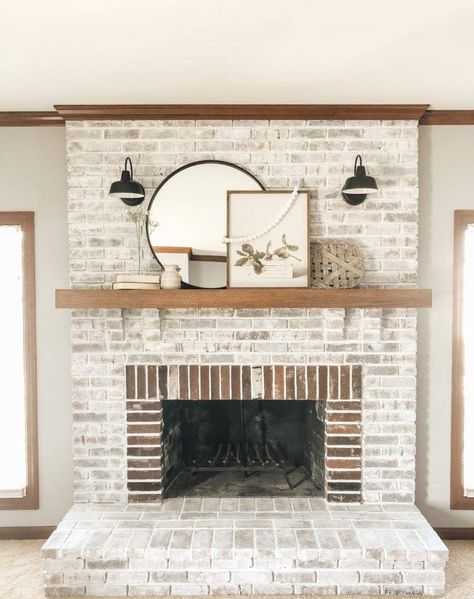 40+ Brick Fireplace Ideas: Captivating Showstoppers with Timeless Charm Fire Place Lights, Light Grey Fireplace Brick, Grey Wash Brick Fireplace, Whitewash Fireplace Brick, Light White Wash Brick Fireplace, Diy German Smear Brick Fireplace, White Washed Fireplace Brick, Grey Fireplace Brick, Grey Brick Fireplace