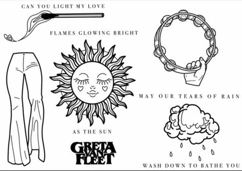 Gvf Tattoo, Greta Van Fleet Tattoo, Tattoo Ideas Simple, Small Heart Tattoos, Lyric Tattoos, Sharpie Tattoos, Greta Van Fleet, Inspired Tattoos, Hair Tattoos