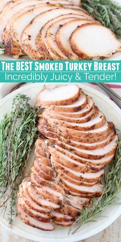 Best Smoked Turkey, Smoked Turkey Breast Recipe, Brined Turkey Breast, Turkey Tenderloin Recipes, Brined Turkey, Juicy Turkey, Slow Cooker Turkey Breast, Smoked Turkey Recipes, Smoked Turkey Breast