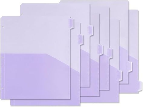 Amazon.com : Koqye Dividers for 3 Ring Binder, Purple Folder Dividers with Pockets, Durable Plastic Binder Dividers with Tabs, 8-Tab Plastic Binder Dividers for Binders : Office Products Dividers For Binders, Dividers Aesthetic, Purple Binder, Purple Desk, School Wishlist, Plastic Binder, School Prep, Binder Dividers, Purple Pastel