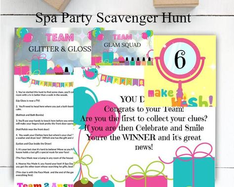 Makeup Scavenger Hunt / Spa Party for Girl/ Makeup Party Games/ Scavenger Hunt Ideas / Spa Games / Birthday Party Games / Spa Day Girls Slumber Party Ideas, Spa Party Games, Party Games For Girls, Girls Makeup Party, Spa Party Activities, Slumber Party Ideas, Makeup Games, Spa Games, Girls Party Games